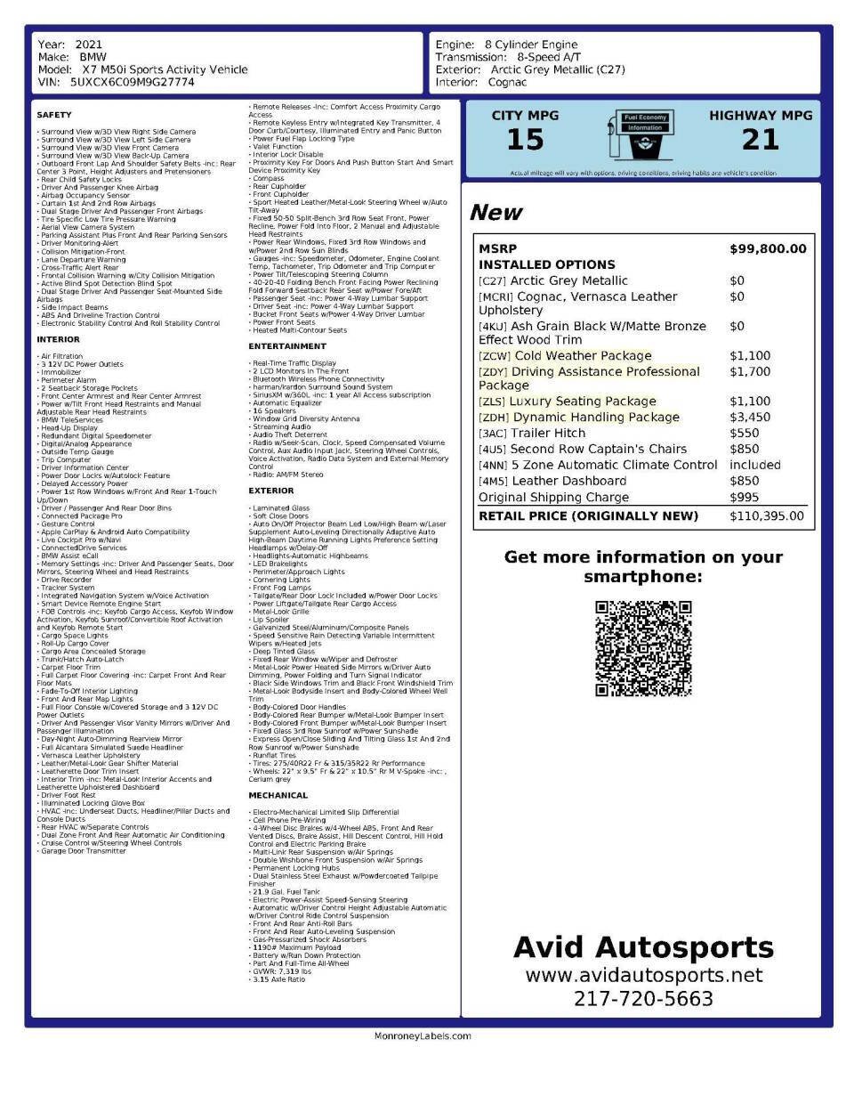 Used 2021 BMW X7 M50i w/ Dynamic Handling Package AWD/4WD image 35