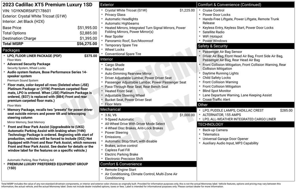 Certified 2023 Cadillac XT5 Premium Luxury w/ LPO, Floor Liner Package image 38