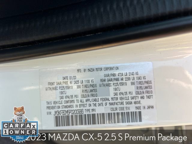 Used 2023 MAZDA CX-5 AWD 2.5 S w/ Premium Package image 32