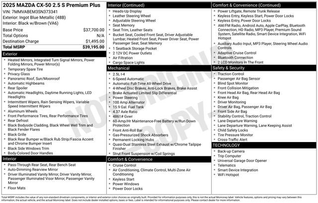Used 2025 MAZDA CX-50 AWD 2.5 S w/ Premium Plus Pkg image 7
