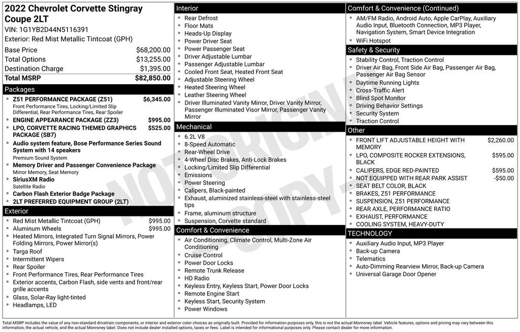 Used 2022 Chevrolet Corvette Stingray Preferred Cpe w/ Z51 Performance Package image 2