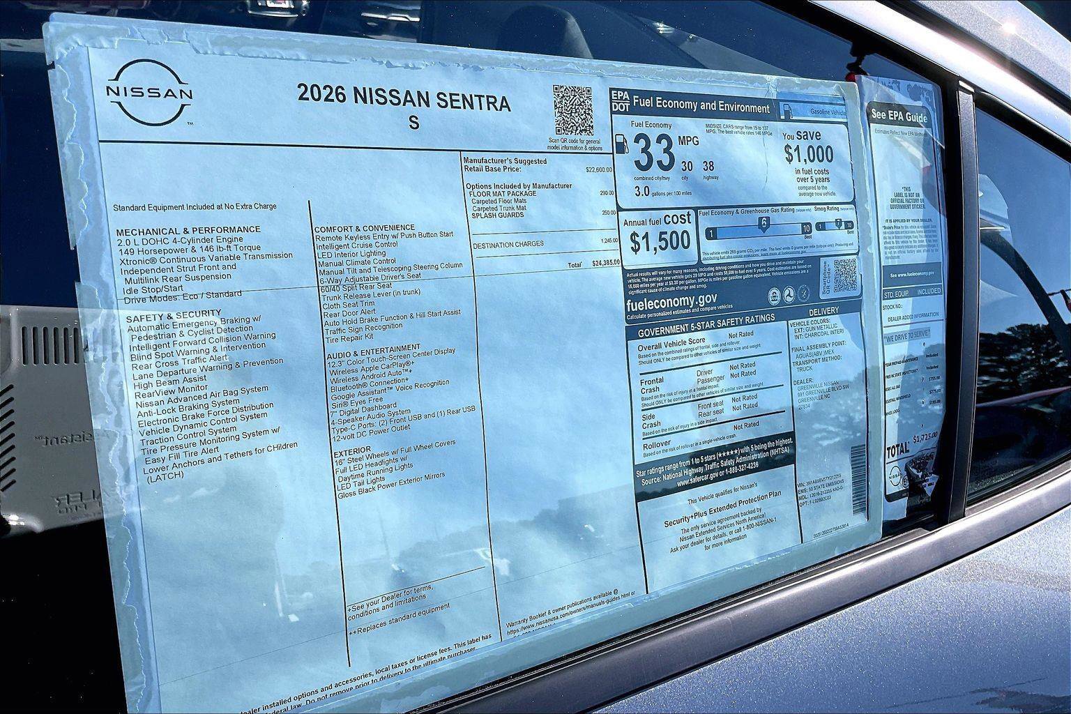 New 2026 Nissan Sentra S w/ Floor Mat Package FWD image 15