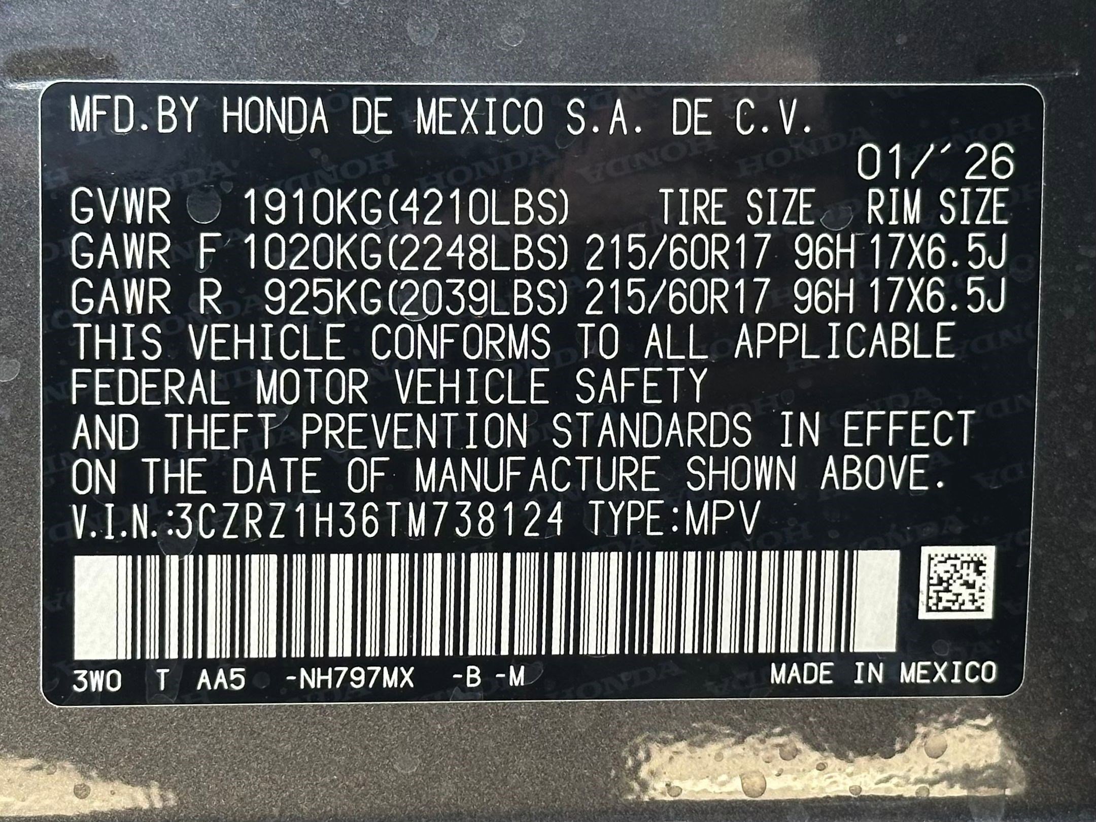 New 2026 Honda HR-V LX image 20