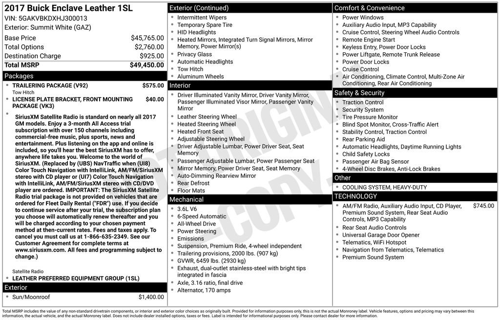 Used 2017 Buick Enclave Leather w/ Trailering Package AWD/4WD image 30