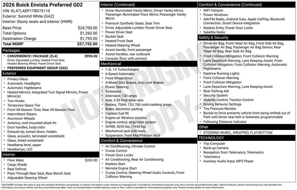 New 2026 Buick Envista Sport Touring w/ Convenience I Package FWD image 4