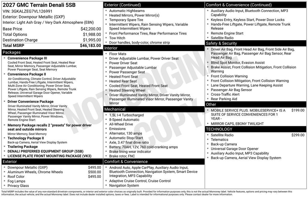New 2027 GMC Terrain Denali AWD/4WD image 1