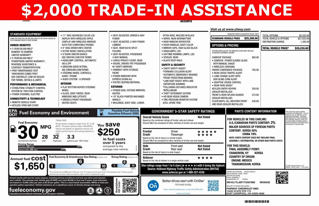 New 2026 Chevrolet Trax RS w/ Sunroof Package image 4