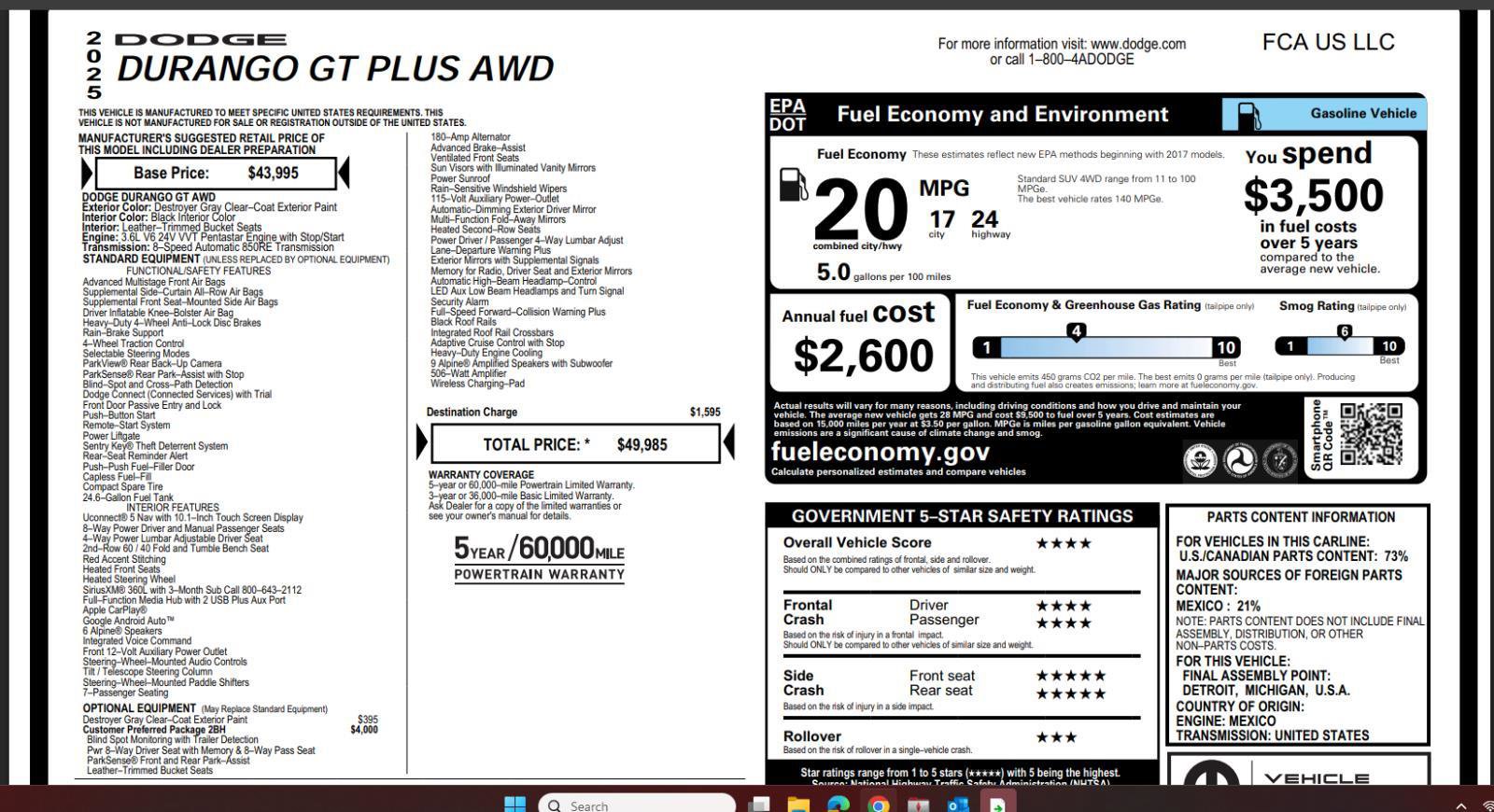 Used 2025 Dodge Durango GT image 3