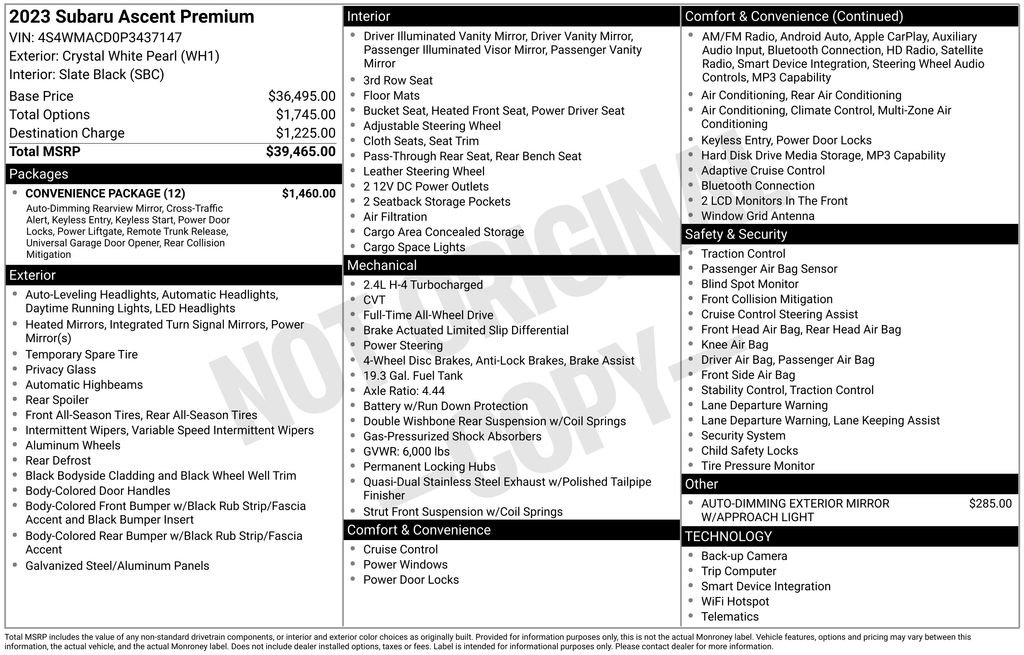 Used 2023 Subaru Ascent Premium w/ Convenience Package image 8