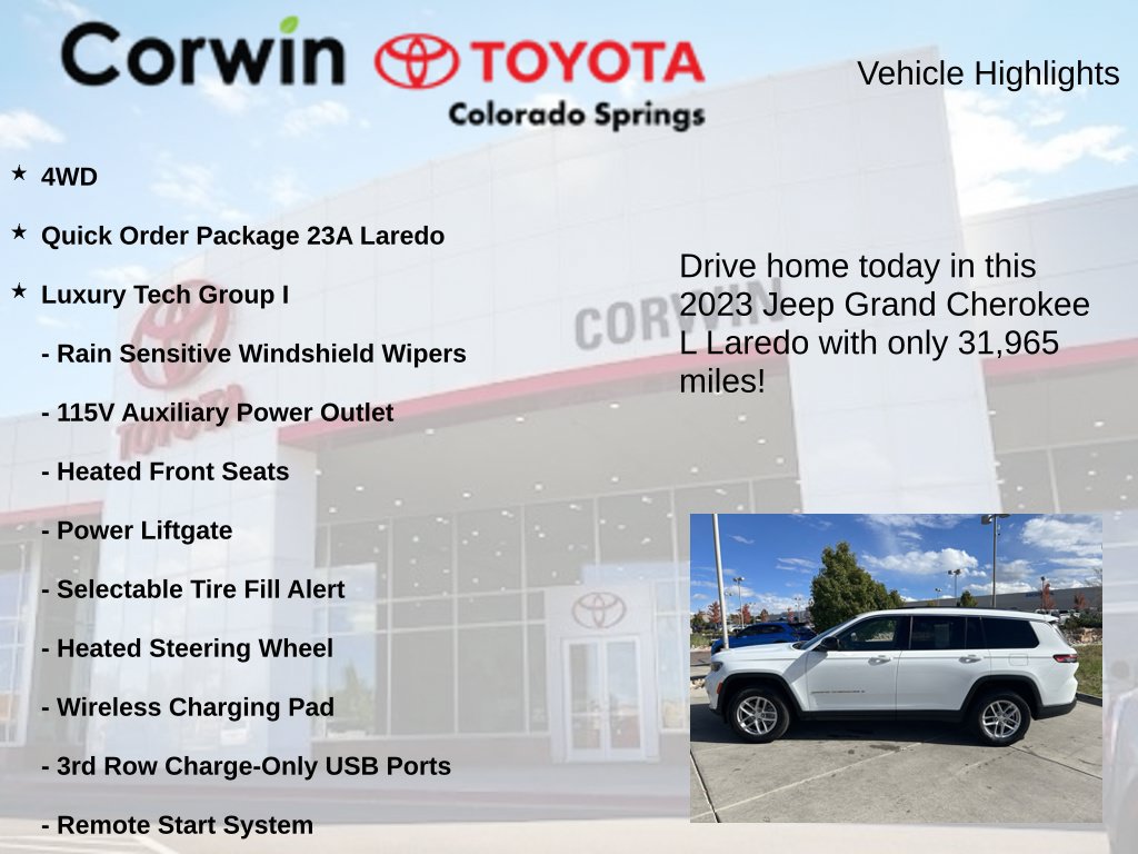 Used 2023 Jeep Grand Cherokee L Laredo w/ Luxury Tech Group I AWD/4WD image 6