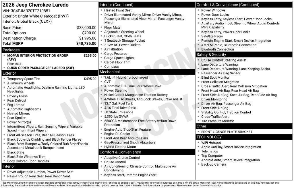 New 2026 Jeep Cherokee Laredo AWD/4WD image 4