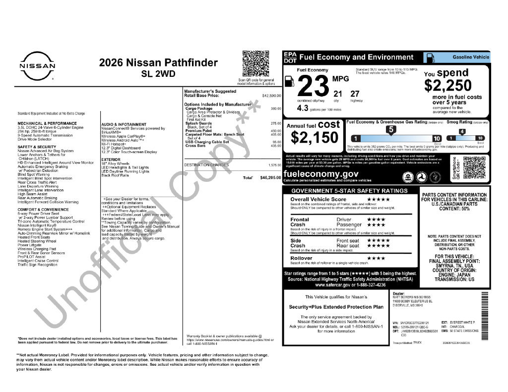 New 2026 Nissan Pathfinder SL w/ Cargo Package FWD image 4