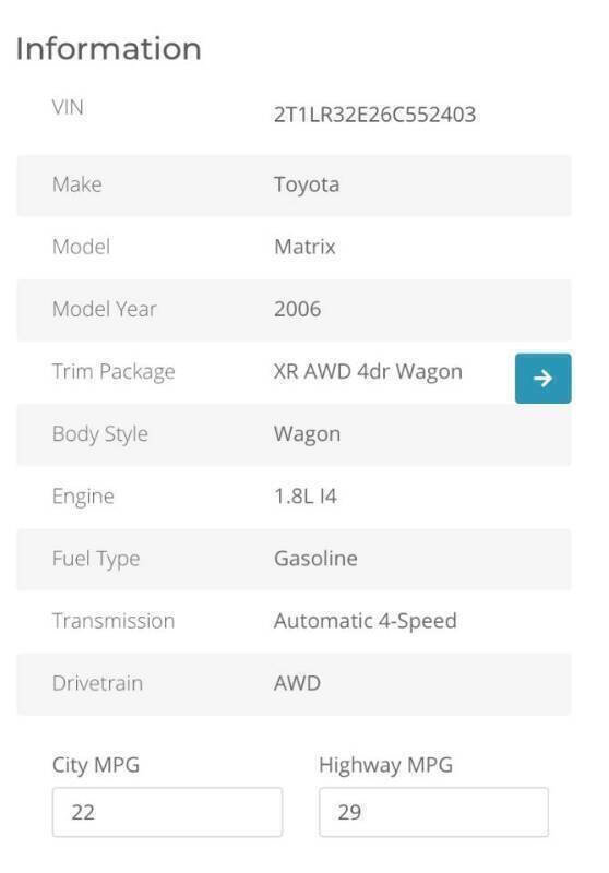 Used 2006 Toyota Matrix XR AWD/4WD image 20