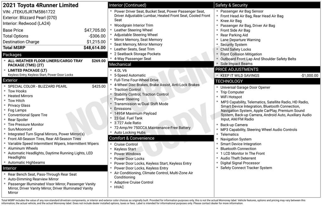 Used 2021 Toyota 4Runner Limited image 31