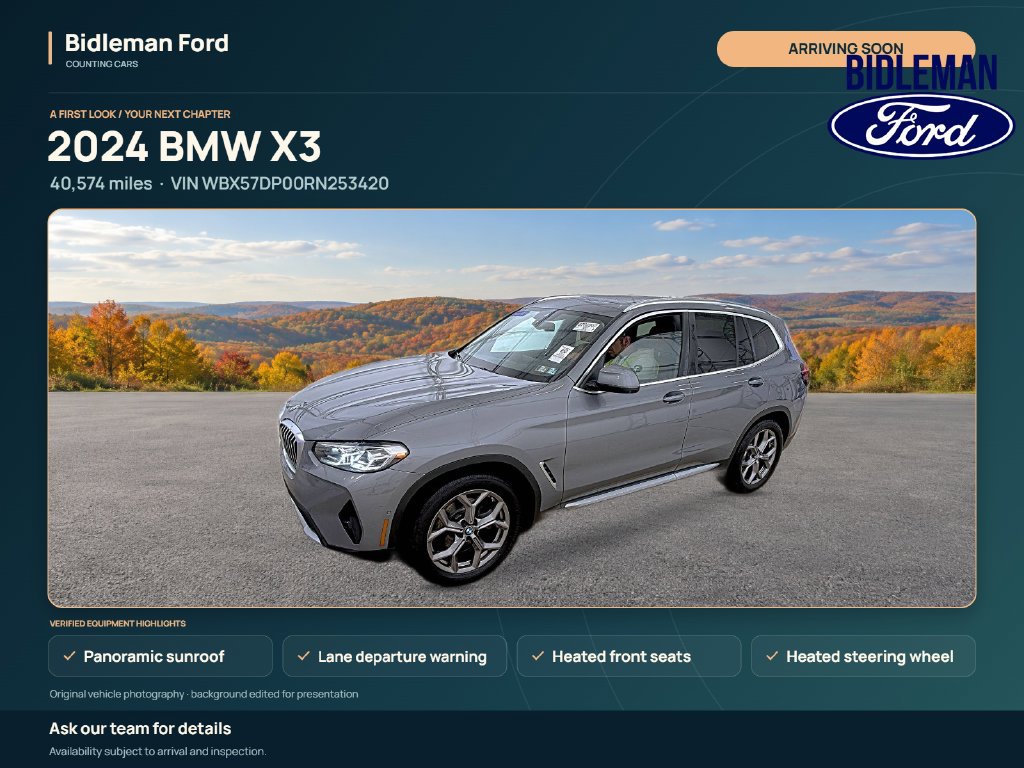 Used 2024 BMW X3 xDrive30i w/ Convenience Package w/ZPA AWD/4WD image 1