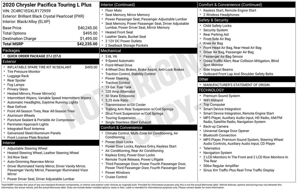 Used 2020 Chrysler Pacifica Touring-L Plus FWD image 2
