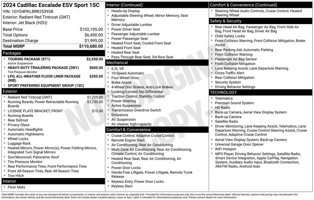 Used 2024 Cadillac Escalade ESV Sport w/ Touring Package AWD/4WD image 2