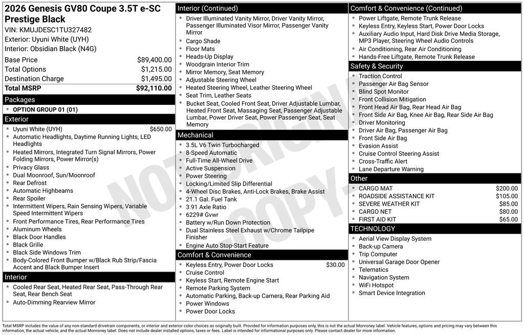 New 2026 Genesis GV80 3.5T e-SC image 9
