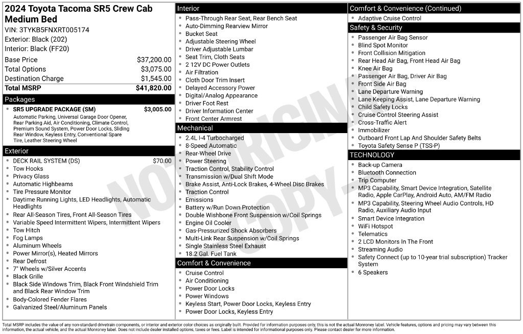 Used 2024 Toyota Tacoma SR5 w/ SR5 Upgrade Package RWD image 9