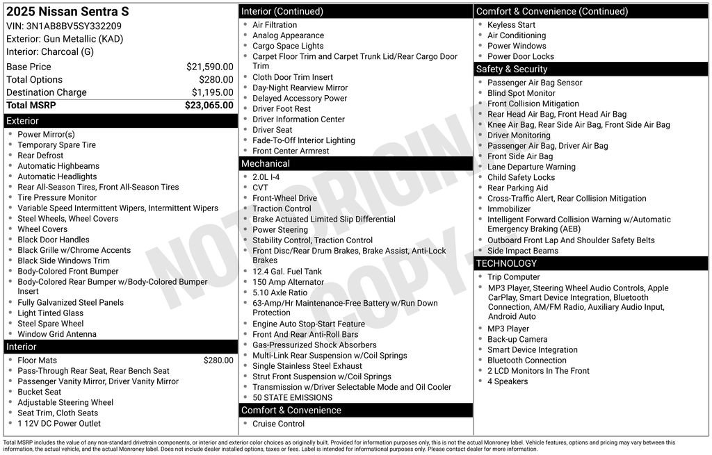 Certified 2025 Nissan Sentra S FWD image 29