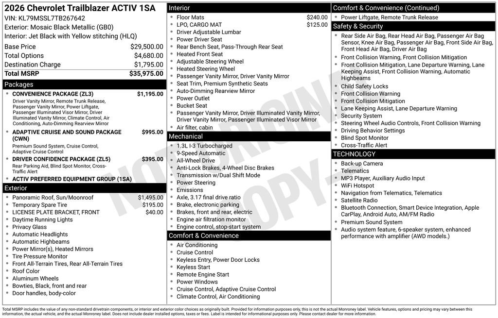New 2026 Chevrolet TrailBlazer ACTIV w/ Convenience Package AWD/4WD image 48