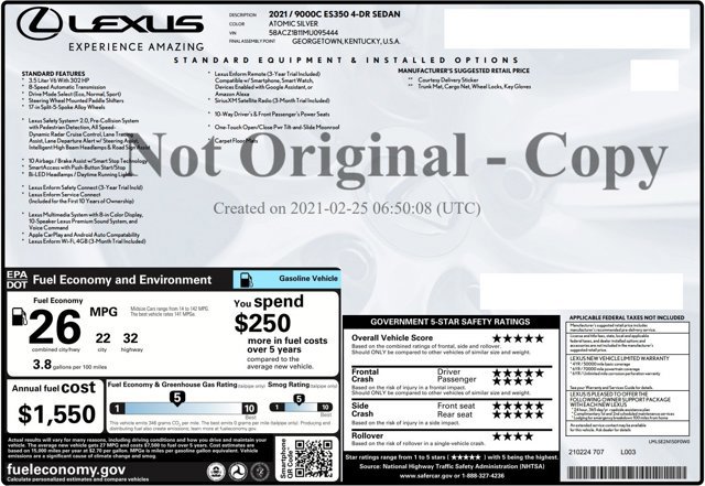 Used 2021 Lexus ES 350 w/ Accessory Package FWD image 27