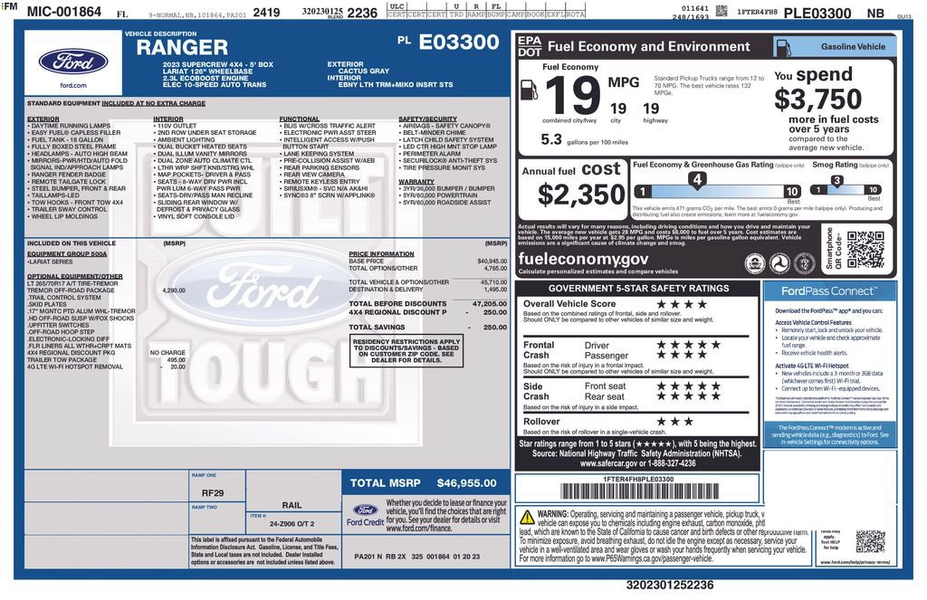 Used 2023 Ford Ranger Lariat w/ Tremor Off-Road Package AWD/4WD image 4