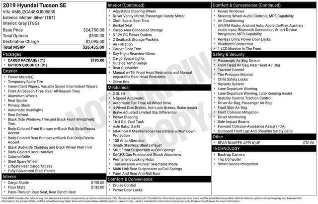 Used 2019 Hyundai Tucson SE w/ Cargo Package AWD/4WD image 11
