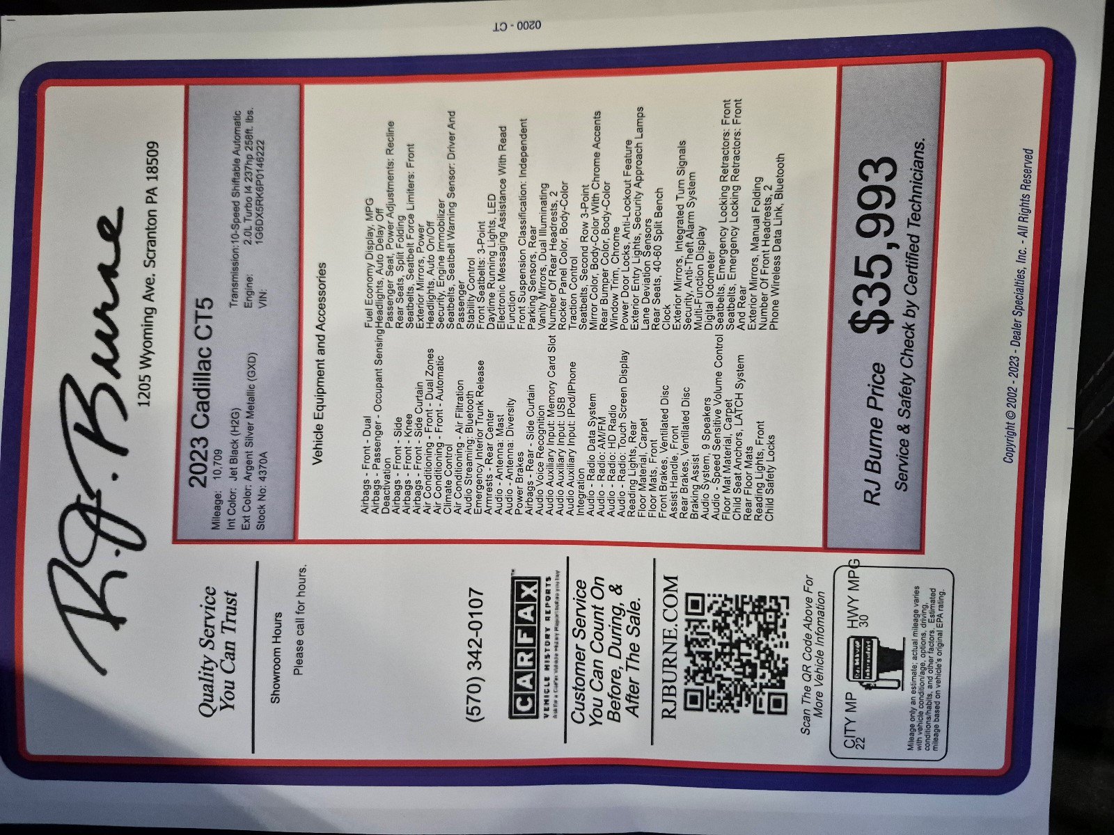 Certified 2023 Cadillac CT5 Luxury w/ Sun And Sound Package AWD/4WD image 22