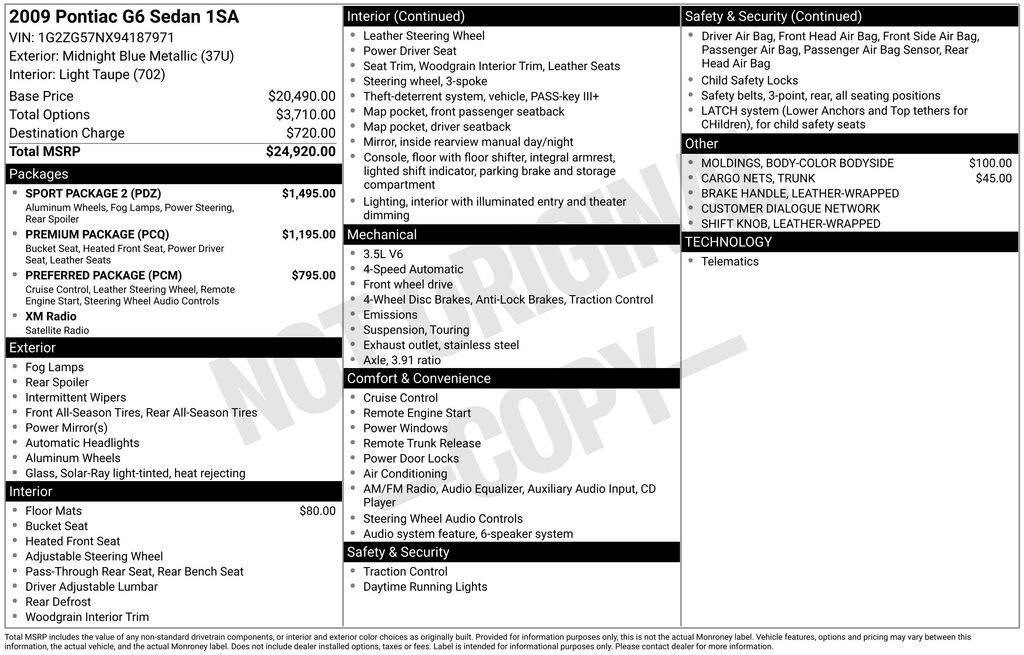 Used 2009 Pontiac G6 Sedan w/ Sport Package 2 image 11