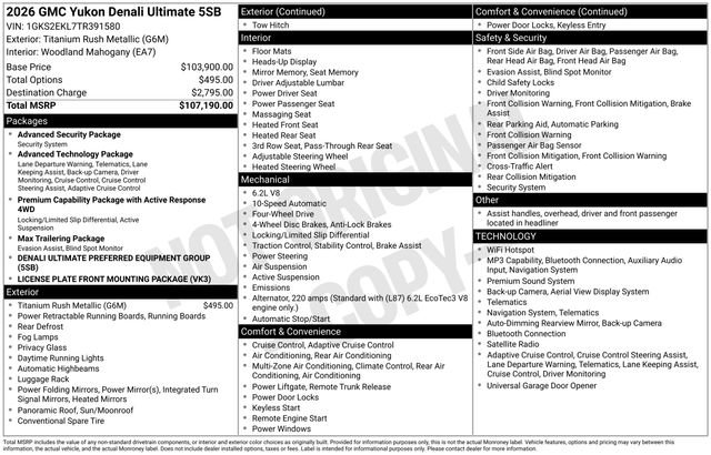 Used 2026 GMC Yukon Denali Ultimate AWD/4WD image 25