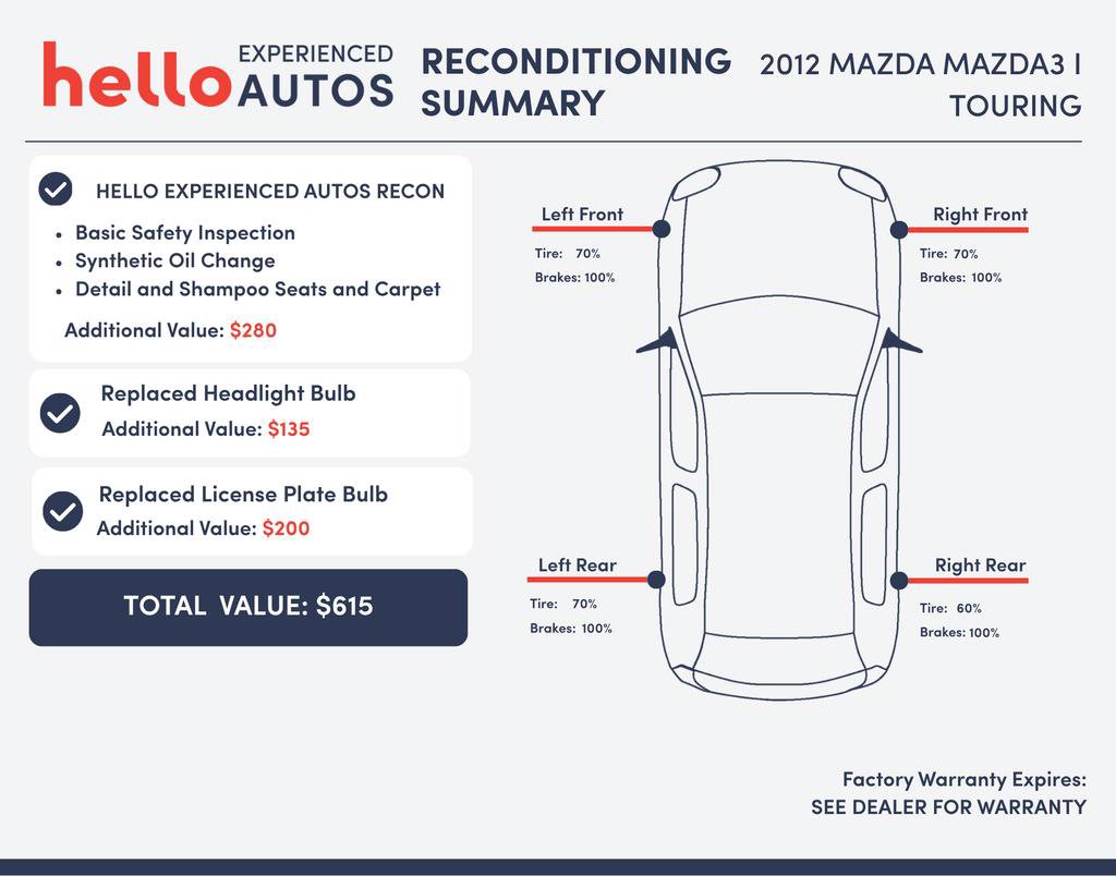 Used 2012 MAZDA MAZDA3 i Touring FWD image 3