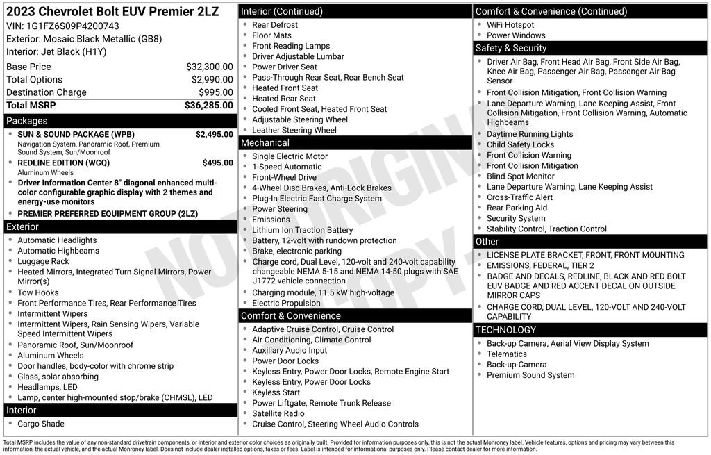 Certified 2023 Chevrolet Bolt EUV Premier w/ Sun & Sound Package FWD image 5