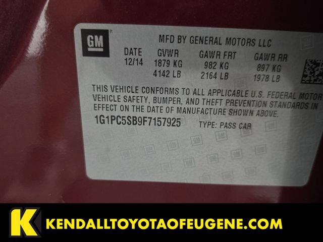 Used 2015 Chevrolet Cruze LT w/ Sun And Sound Package FWD image 10