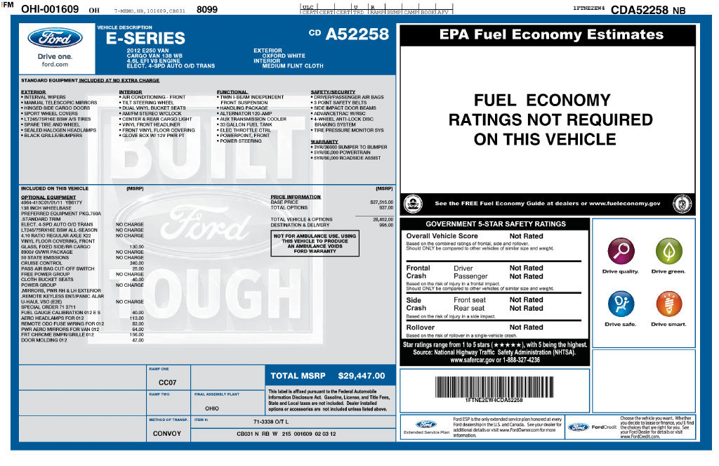Used 2012 Ford E-250 and Econoline 250 w/ PWR Group RWD image 34