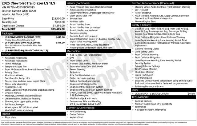 Used 2025 Chevrolet TrailBlazer LS w/ LS Convenience Package FWD image 34