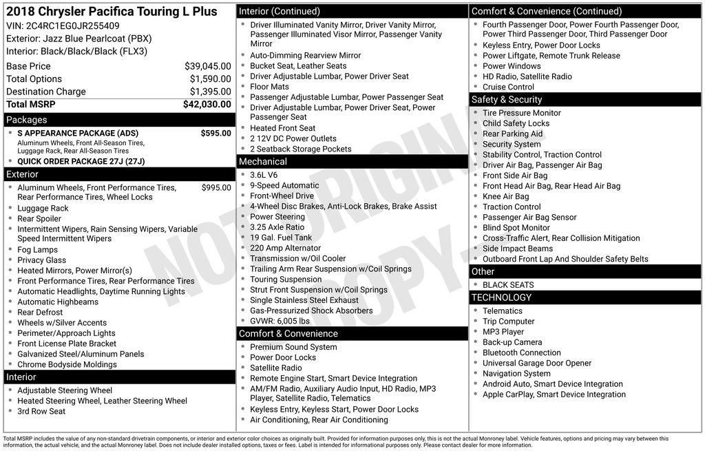 Used 2018 Chrysler Pacifica Touring-L Plus w/ S Appearance Package FWD image 29