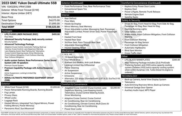 Used 2023 GMC Yukon Denali Ultimate w/ LPO, Floor Liner Package image 7