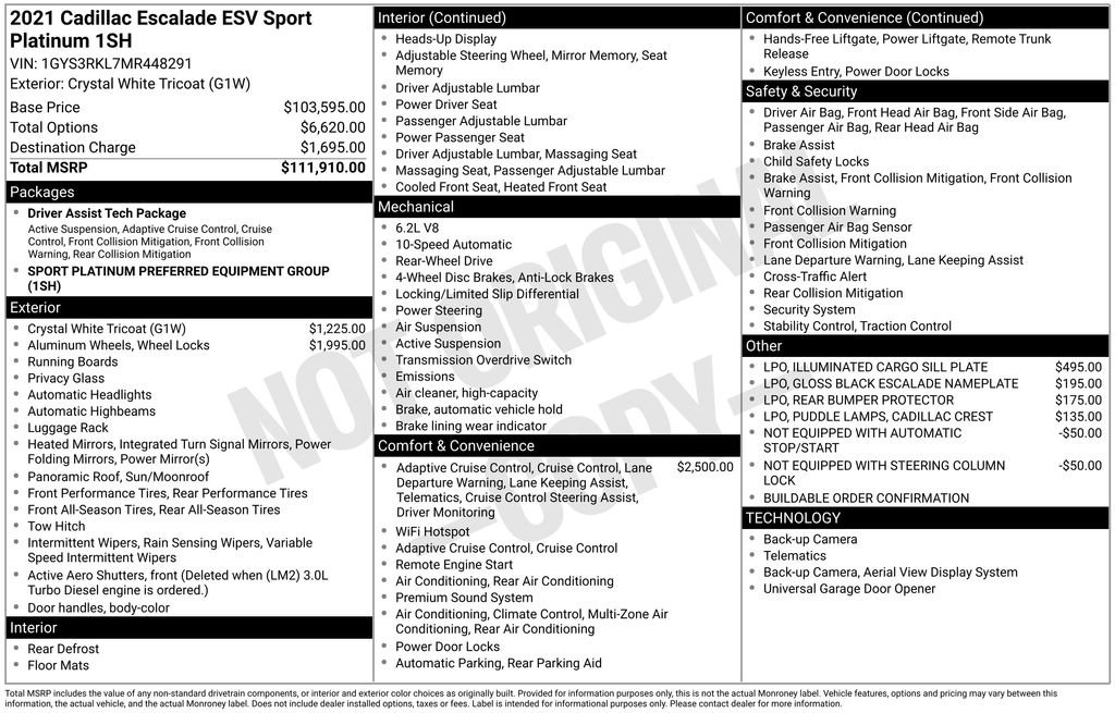 Used 2021 Cadillac Escalade ESV Sport Platinum RWD image 41
