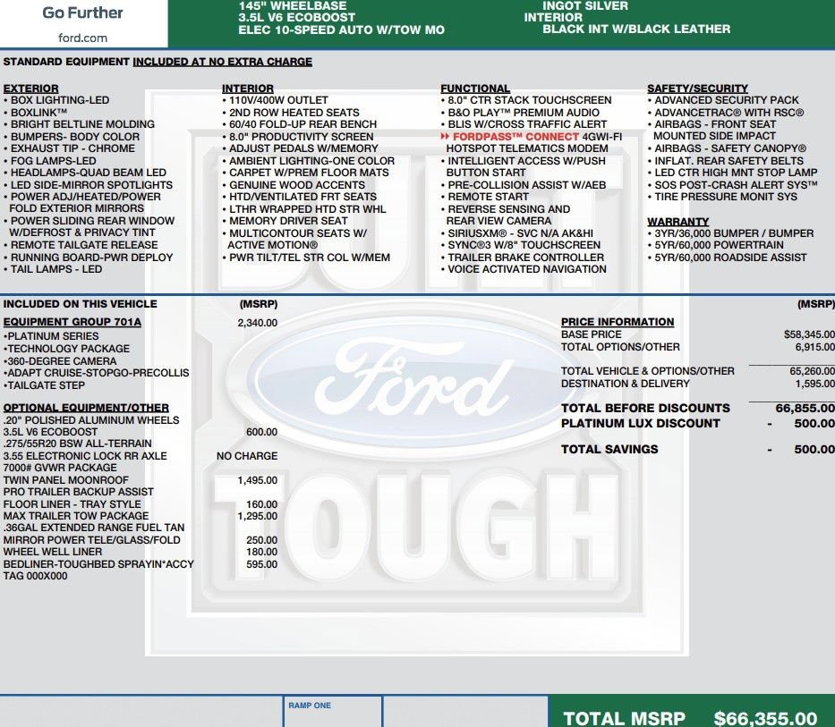 Used 2019 Ford F150 Platinum w/ Equipment Group 701A Luxury AWD/4WD image 2