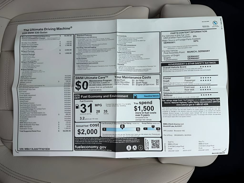 New 2026 BMW 330i Sedan w/ M Sport Package RWD image 25