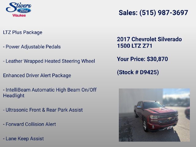 Used 2017 Chevrolet Silverado 1500 LTZ Z71 w/ LTZ Plus Package AWD/4WD image 8