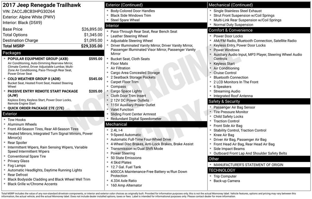 Used 2017 Jeep Renegade Trailhawk w/ Popular Equipment Group image 28