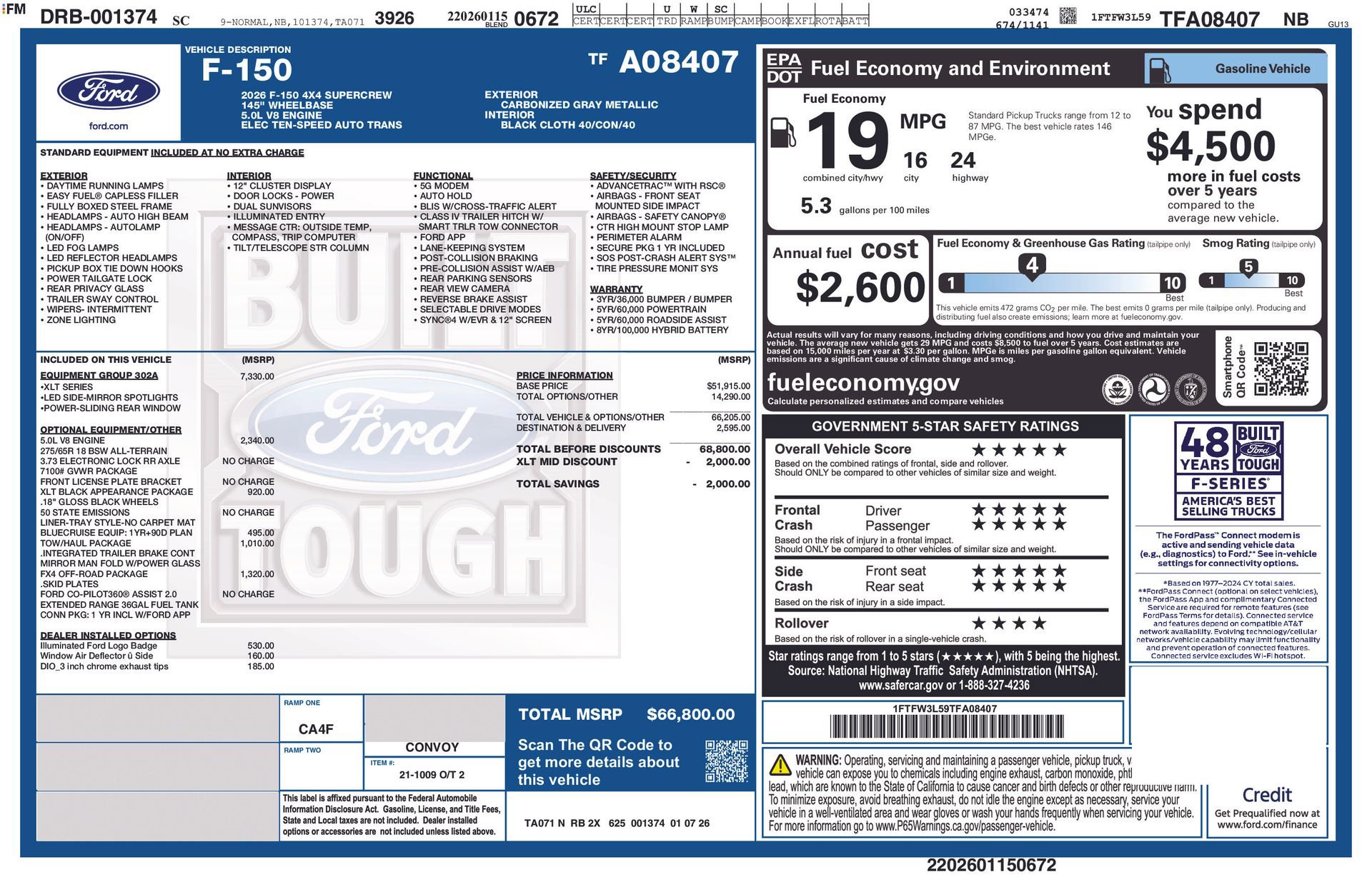 Used 2026 Ford F150 XLT w/ Equipment Group 302A MID AWD/4WD image 17