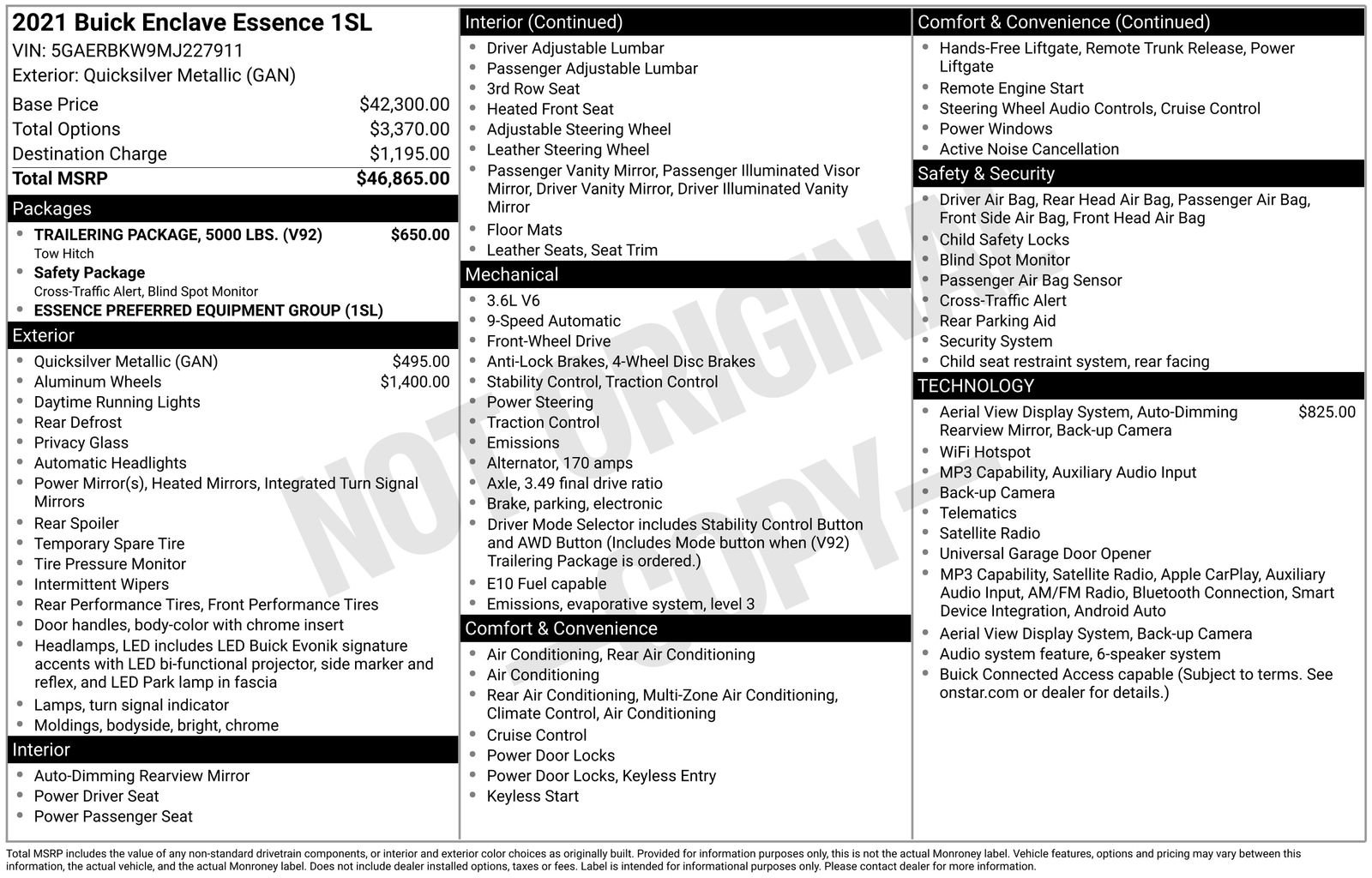 Certified 2021 Buick Enclave Essence w/ Trailering Package, 5000 lbs. image 34