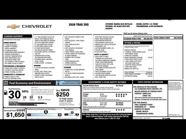 New 2026 Chevrolet Trax RS w/ Sunroof Package image 3