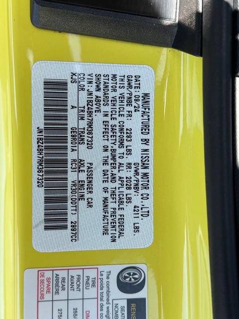 Certified 2024 Nissan Z Performance w/ Floor Mat Package RWD image 26