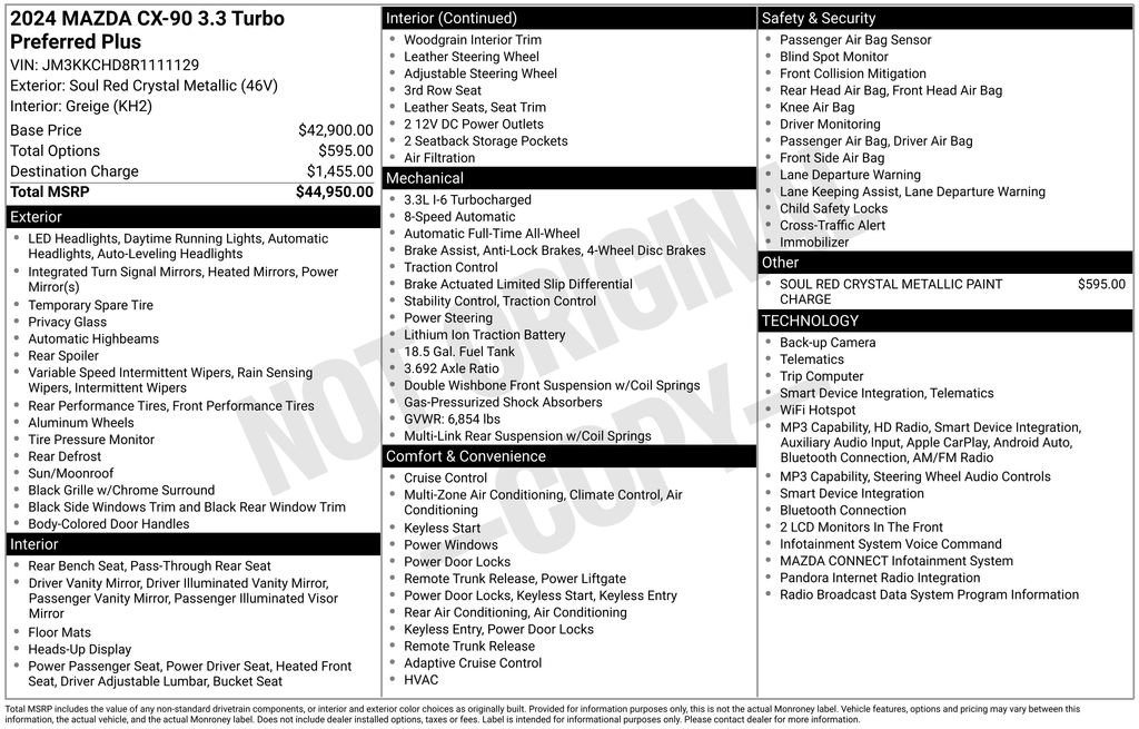 Certified 2024 MAZDA CX-90 3.3 Turbo w/ Preferred Plus AWD/4WD image 36