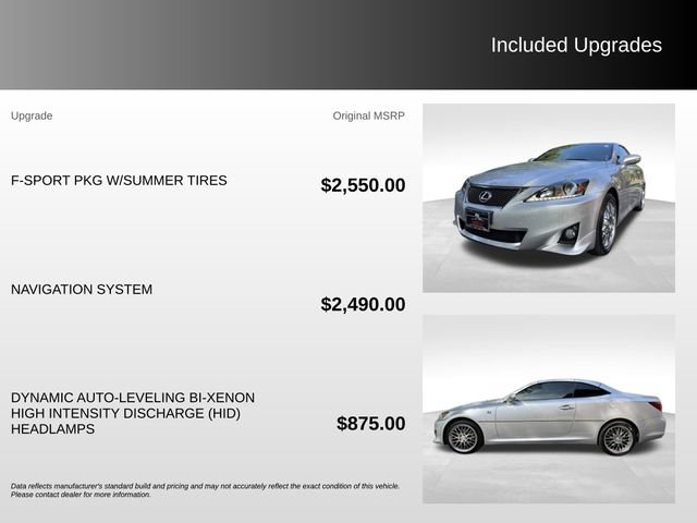 Used 2013 Lexus IS 250C w/ F-Sport Pkg w/Summer Tires RWD image 9