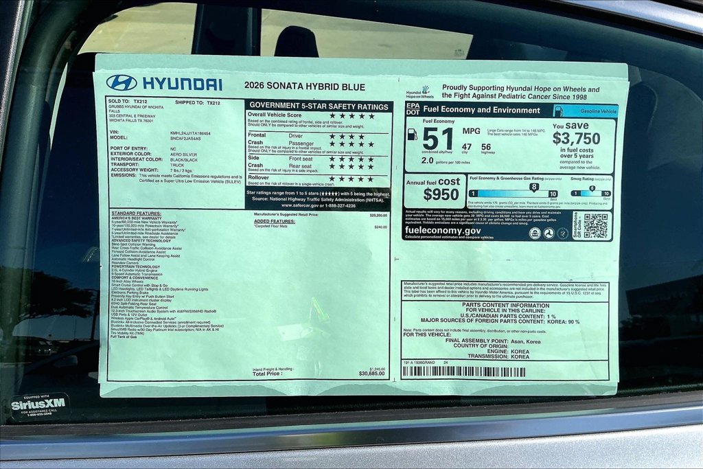 New 2026 Hyundai Sonata Blue FWD image 30